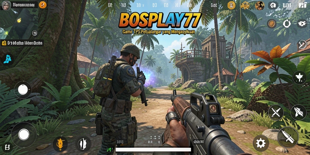 Tangkapan layar BOSPLAY77 yang menunjukkan gameplay TPS yang intens.