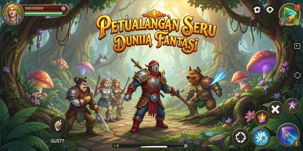 Tampilan gameplay menakjubkan dari GUS77 yang menampilkan petualangan seru.