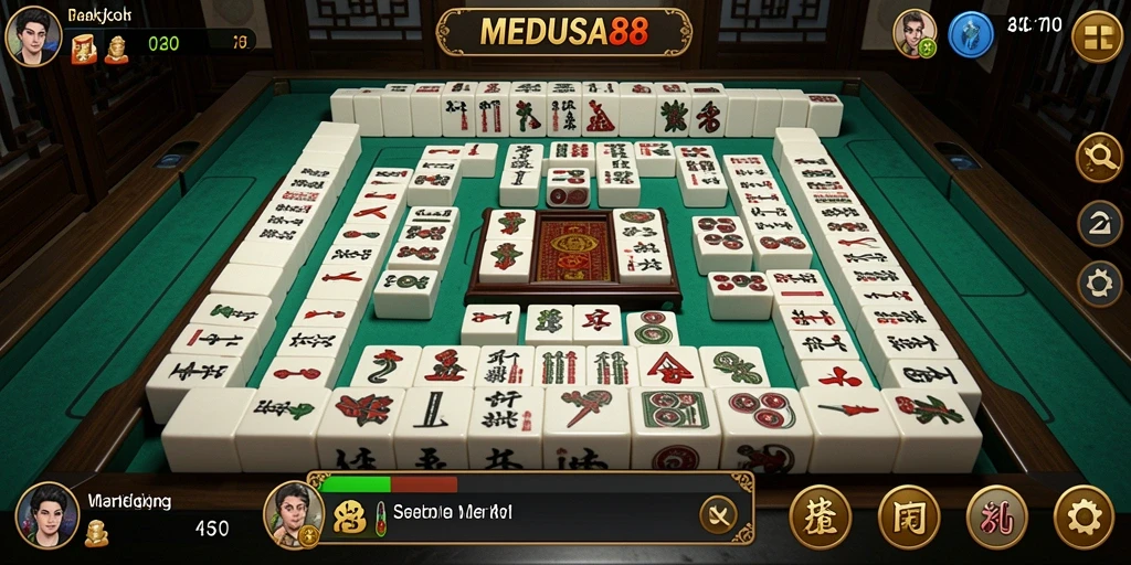 Tangkapan layar MEDUSA88 menampilkan aksi permainan Mahjong yang seru dan menarik.
