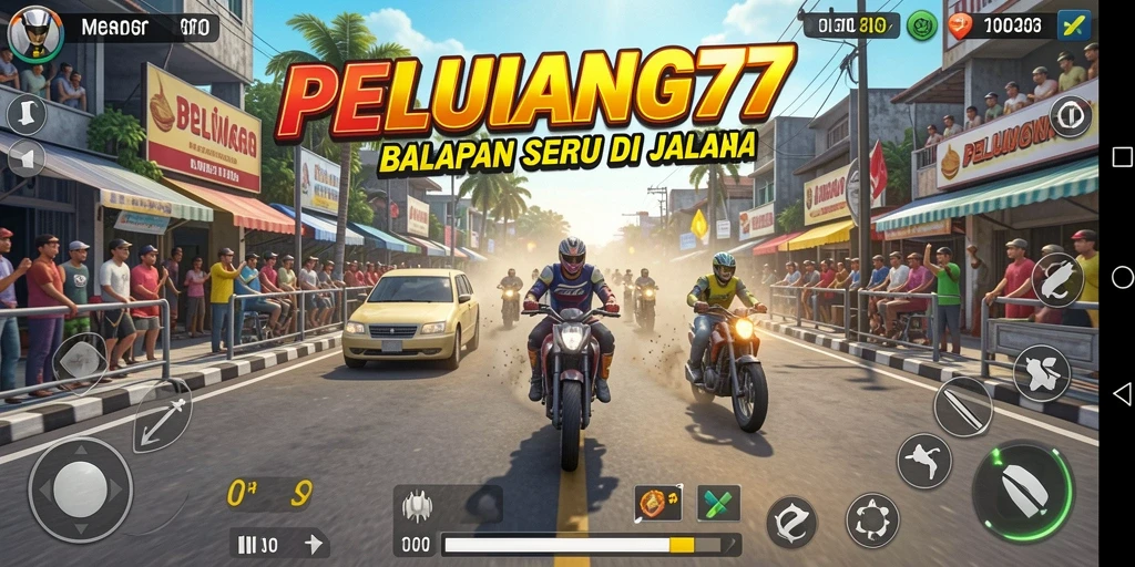 Tampilan gameplay seru PELUANG77 dengan balapan di jalanan