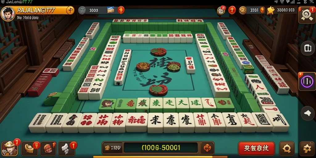 Tampilan gameplay <strong>RAJALANGIT77</strong> yang menggugah semangat bermain Mahjong.